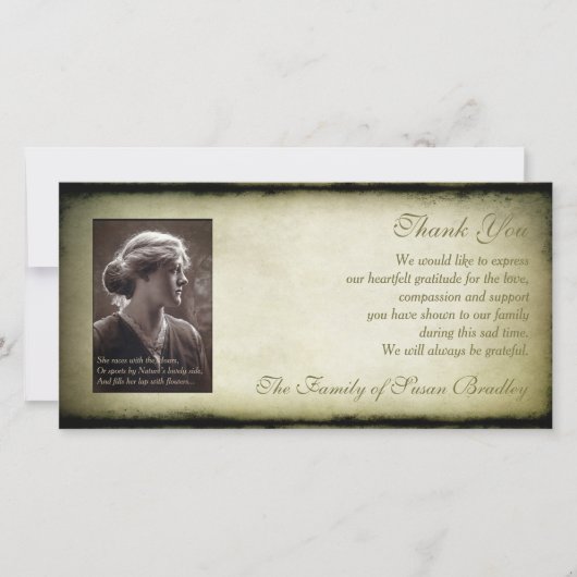 Lijst Sympathie Bedankt Foto H Card (Voorkant)