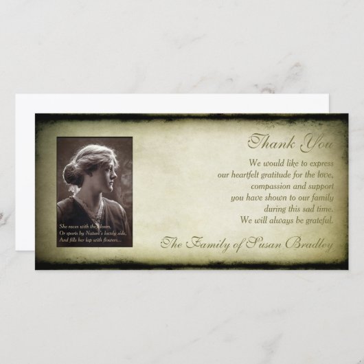  Lijst Sympathie Bedankt Foto H Card (Voorkant / Achterkant)