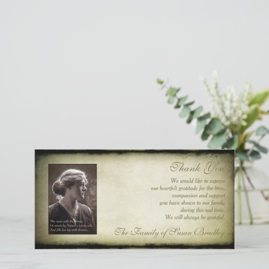  Lijst Sympathie Bedankt Foto H Card (Staand voorkant)