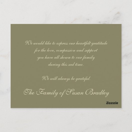 Lijst Sympathie Dank u Briefkaart (Achterkant)