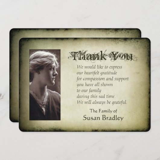 Lijst Sympathie Hartelijk dank Bedankkaart (Voorkant / Achterkant)