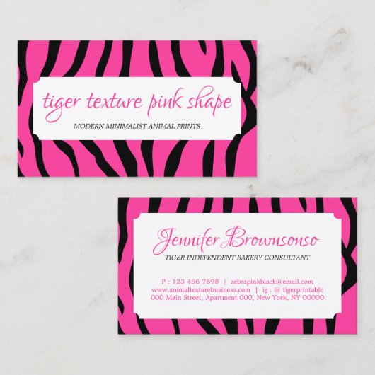 Lijst tijgerprinsestextuur Roze vorm Visitekaartje (Voorkant / Achterkant)
