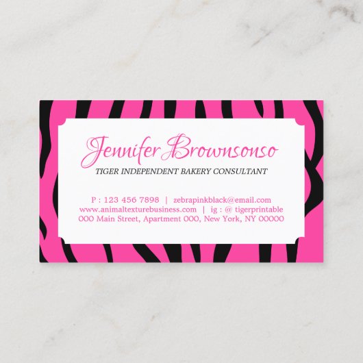 Lijst tijgerprinsestextuur Roze vorm Visitekaartje (Achterkant)