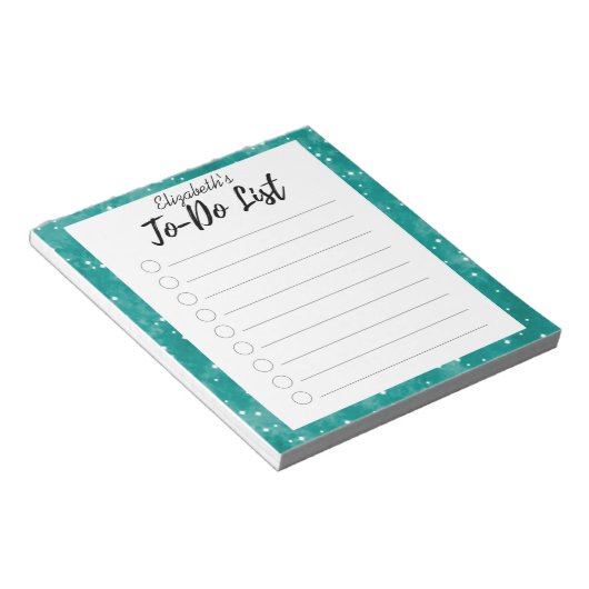 Lijst Turquoise to-Do Notitieblok (Schuin)