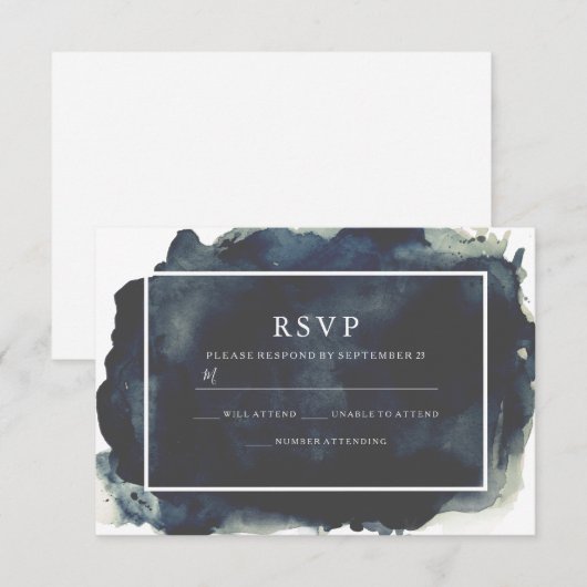 Lijst tussen marineverf Waterverf Paint Splash RSVP Kaartje (Voorkant / Achterkant)