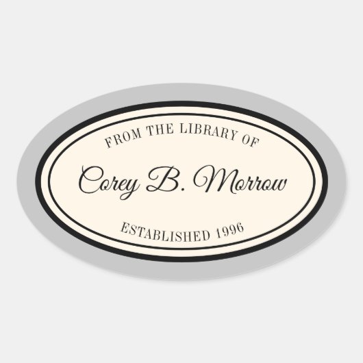  Lijst "Uit de Bibliotheek van" Ovale Bookplaat Ovale Sticker (Voorkant)