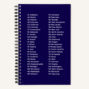 Lijst van 50 staten - Blauwe spiraalnotitieboek Notitieboek