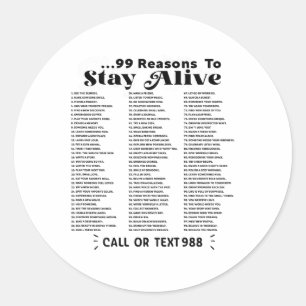 Lijst van 99 redenen om in leven te blijven - gees ronde sticker