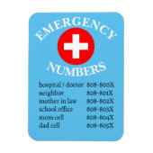 Lijst van alarmnummers op blauw magneet (Verticaal)