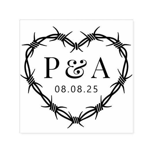 Lijst van Barbed Wire Heart Wedding Initiaal Monog Zelfinktende Stempel (Design)