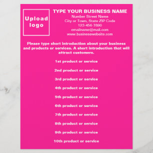 Lijst van bedrijfsproducten of -diensten Roze Flye Flyer