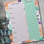 Lijst van blauwgroen lavendel-plantenslijm notitieblok<br><div class="desc">Blauwgroen Notitieblok voor Abrikozen en Laadflessen voor de Floral Meal Planner en de Grocery List om uw week te organiseren. Dit notitieblok heeft een wekelijkse planner op elke pagina, met lijnsecties voor elke dag van de week en een grote regeldoos voor uw boodschappenlijst. Het ontwerp heeft een waterverf florale achtergrond...</div>