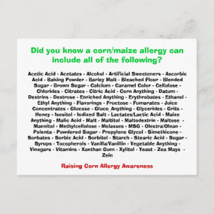 Lijst van corn-allergie - Briefkaart