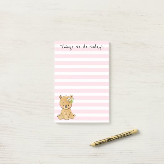 Lijst van Cute Teddy Bear Post-it® Notes (Op bureau)
