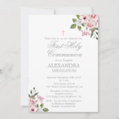 Lijst van de eerste Heilige Communie Elegant roze Kaart (Voorkant)