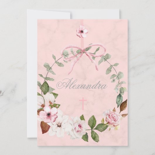 Lijst van de eerste Heilige Communie Elegant roze Kaart (Achterkant)