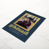 Lijst van de folie over donkerblauw Afstuderen Uitnodiging (Gedraaid)