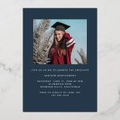 Lijst van de folie over donkerblauw Afstuderen Uitnodiging (Achterkant)