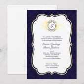 Lijst van de marine en de gele Filigree Kaart (Voorkant / Achterkant)