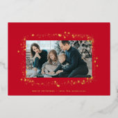 lijst van de moderne gouden sterren kerstfoto ' s folie feestdagenkaart (Voorkant)