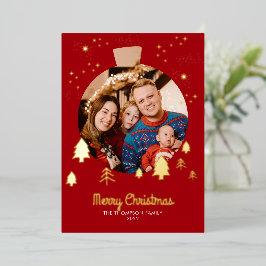 Lijst van de Roodpine-kerstbal met mousserende rod Folie Feestdagenkaart