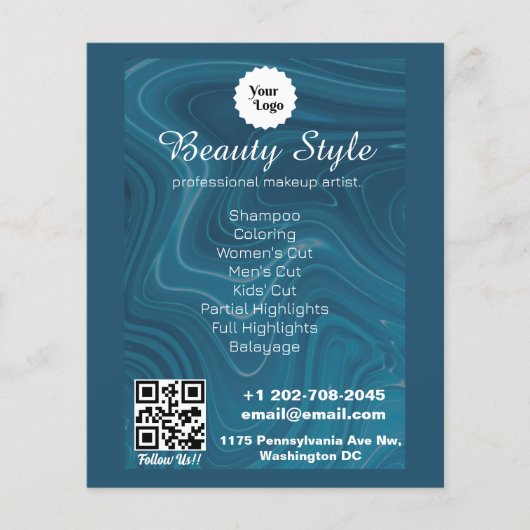 Lijst van diensten Iridescent blauw teal aqua Flyer (Voorkant)