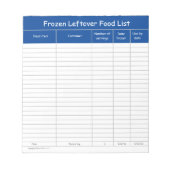 Lijst van diepgevroren levensmiddelen notitieblok (Voorkant)