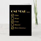 Lijst van één jaar oudere verjaardag Editable Chec Folie Wenskaart (Voorkant)