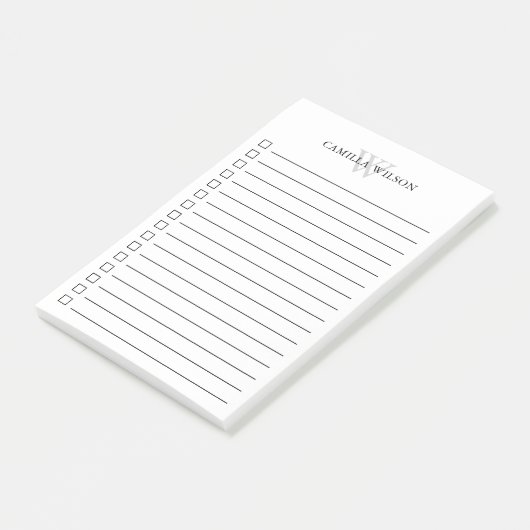 Lijst van eenvoudige monogram cheque post-it® notes (Schuin)