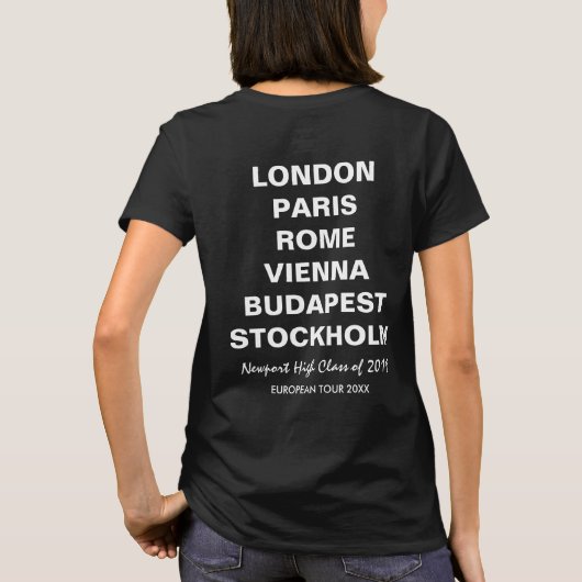 Lijst van Europese steden met trajecten T-shirt (Achterkant)