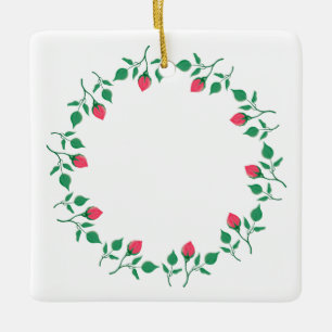 Lijst van Florence met roze roze roze bloemen Keramisch Ornament