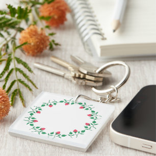 Lijst van Florence met roze roze roze bloemen Sleutelhanger