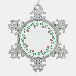 Lijst van Florence met roze roze roze bloemen Tin Sneeuwvlok Ornament