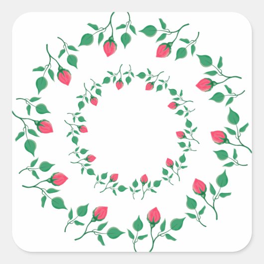 Lijst van Florence met roze roze roze bloemen Vierkante Sticker (Voorkant)