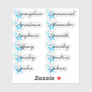 Lijst van genodigden voor Blauwe Vlinders in Paste Sticker