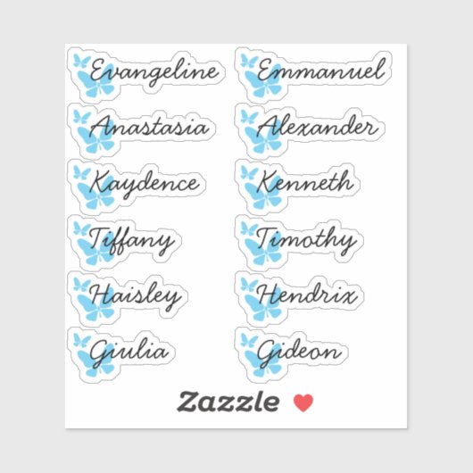 Lijst van genodigden voor Blauwe Vlinders in Paste Sticker (Vel)