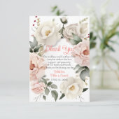 Lijst van gepersonaliseerd pasta roze Floral Weddi Bedankkaart (Staand voorkant)