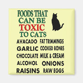 LIJST VAN GIFTIGE VOEDINGSMIDDELEN VOOR KATTEN MAG MAGNEET (Voorkant)