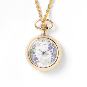 Lijst van goudgeometrische waterverf bladbloem horloge