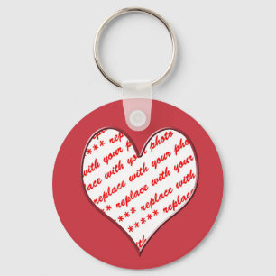 Lijst van Heart Shaped Red Photo Sleutelhanger