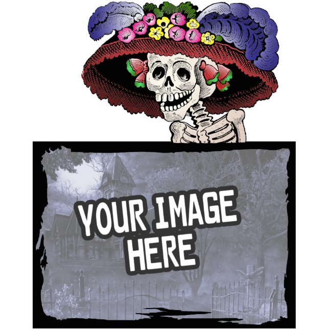 Lijst van het Afbeelding La Calavera Catrina Staand Fotobeeldje (Voorkant)