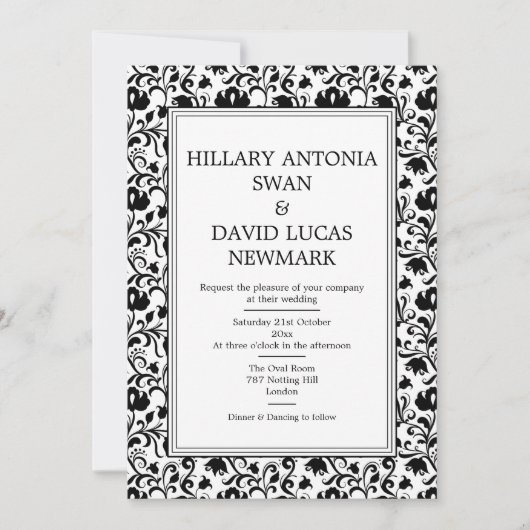 Lijst van het donkere en witte Floral Kaart (Voorkant)