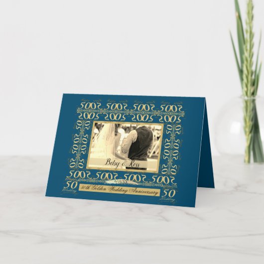 Lijst van het "Happy 50th Wedding Jubileum"+Foto Feestdagen Kaart (Voorkant)