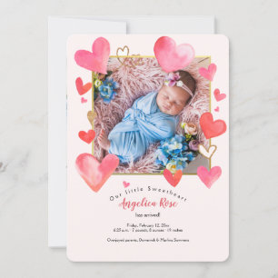 Lijst van het hart Foto geboorteaankondiging Kaart