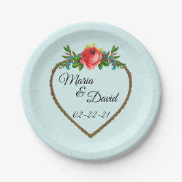 Lijst van het hart met Waterverf Roos Papieren Bordje