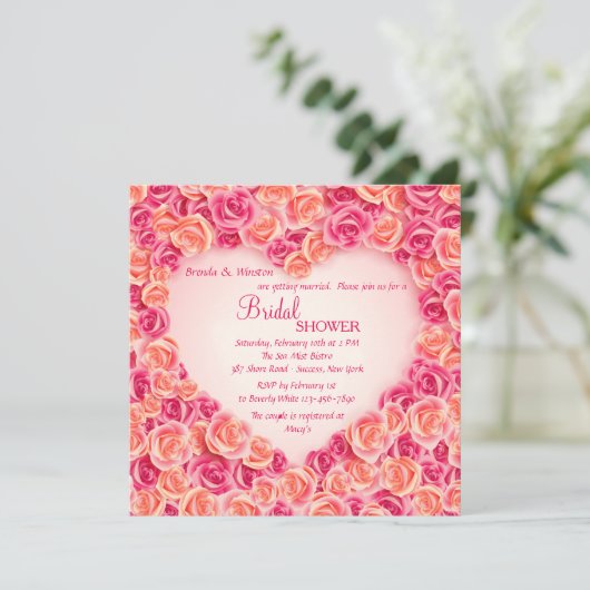 Lijst van het hart van de Rozen Uitnodiging (Staand voorkant)