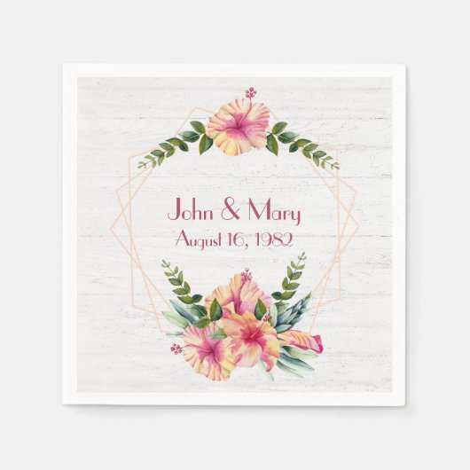 Lijst van het huwelijk met Hibiscus op gewitwasd h Servet (Voorkant)