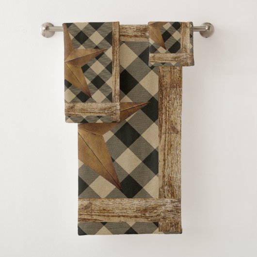 Lijst van hout en ster bad handdoek (Insitu)