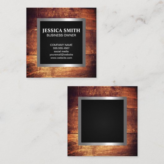 Lijst van hout | Zwart zilvervormer Vierkante Visitekaartje (Voorkant / Achterkant)