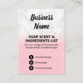 Lijst van ingrediënten marmer en roze Glitter Soap Visitekaartje (Voorkant)